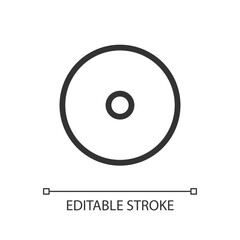 Disc storage pixel perfect linear ui icon. Data record device. Copy and save files. Memory. GUI, UX design. Outline isolated user interface element for app and web. Editable stroke. Arial font used