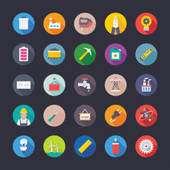 Flat Icons of Construction and Industries

