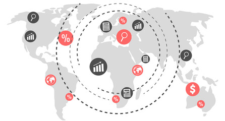 global company network - growth, trade & logistics - vector illustration. World map abstract technology background global business innovation concept
