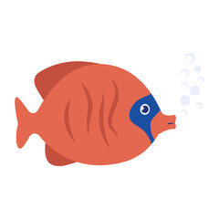 Surgeonfishes Concept, disc shape fish vector color icon design, Deep sea creature symbol, Aquatic Elements Sign, Underwater animal stock illustration