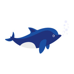 bottlenose baby dolphin Concept, vector color icon design, Deep sea creature symbol, Aquatic Elements Sign, Underwater animal stock illustration