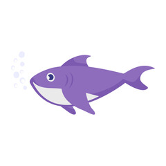 Cute Shark Concept vector color icon design, Deep sea creature symbol, Aquatic Elements Sign, Underwater animal stock illustration