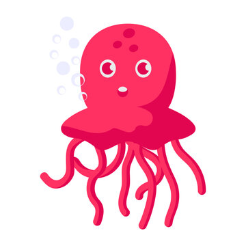cute octopodes Concept vector color icon design, Deep sea creature symbol, Aquatic Elements Sign, Underwater animal stock illustration