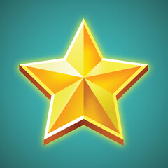 3d Golden star for mobile, web or video games. 3D Realistic Design. Vector illustration