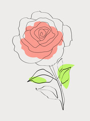 Flower hand drawn one line art illustration vector drawing beautiful design
