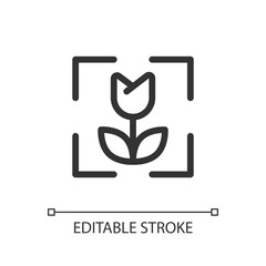 Macro photo mode pixel perfect linear ui icon. Extreme close up picture. Editor tool. GUI, UX design. Outline isolated user interface element for app and web. Editable stroke. Arial font used