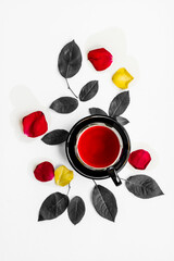 rose tea in white cup, creative design ,