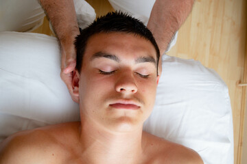 Fototapeta na wymiar Teenage Boy Having A Sports Massage