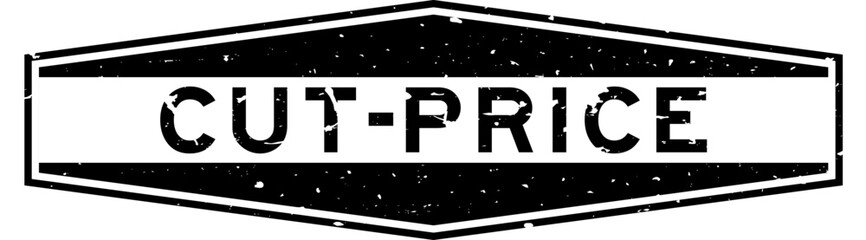 Grunge black cut price word hexagon rubber seal stamp on white background