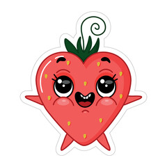 emoji sticker very happy smiling strawberry vector illustration