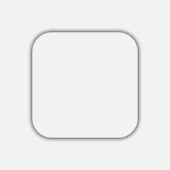 Neumorphic square button. White geometric shapes in a trendy soft 3D style with shadow.