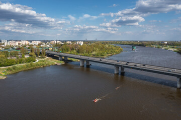 Lazienkowski Bridge on the River Vistula in Warsaw city, Poland