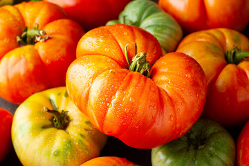 Group of ripe tomatoes close up