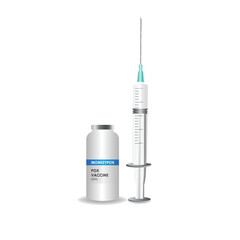 A syringe and an ampoule with the vaccine. Medical Vector Illustration