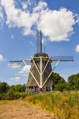 Naklejka premium Amsterdam, Netherlands. August 2022. The Riekermolen near the river Amstel, Amsterdam.