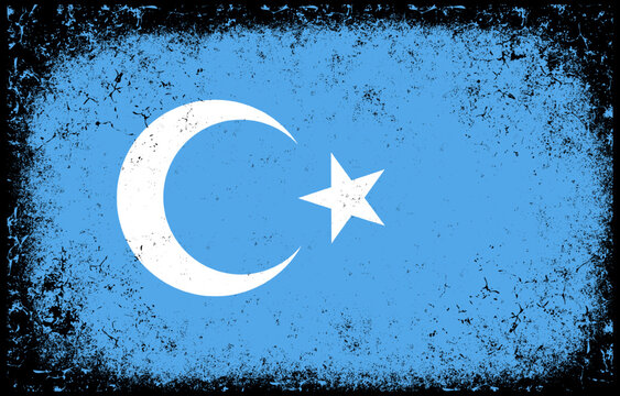 old dirty grunge vintage uighur flag illustration