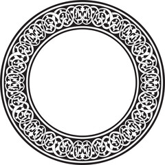 Vector monochrome round oriental ornament. Arabic patterned circle of Iran, Iraq, Turkey, Syria. Persian frame, border. For sandblasting, laser and plotter cutting..