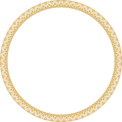 Vector round golden border ornament. Native American tribes framework, circle.