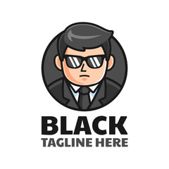 Man with Black Suit Logo Design
