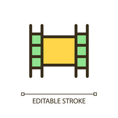 Footage pixel perfect RGB color ui icon. Cinematography. Movie production. Simple filled line element. GUI, UX design for mobile app. Vector isolated pictogram. Editable stroke. Arial font used