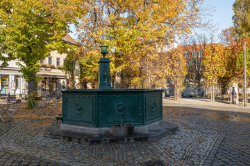 Fountain on market square in Weimar, Germany