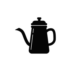 Coffee kettle, percolator icon in black flat glyph, filled style isolated on white background