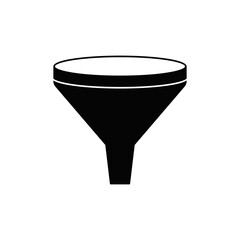 funnel icon in black flat glyph, filled style isolated on white background