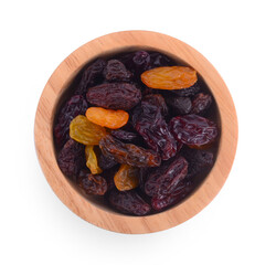 Raisins isolated on white background.