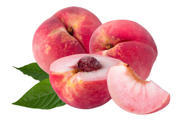 Peach and Peach slice isolater on alpha background