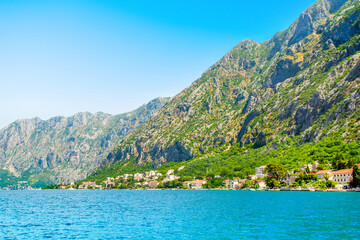 Fototapeta na wymiar Beautiful summer landscape of the Bay of Kotor coastline - Boka Bay