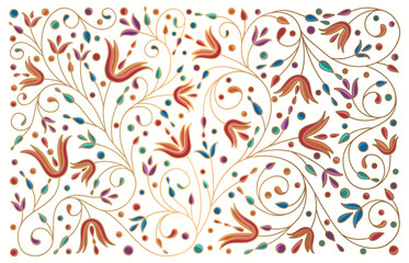 Abstract floral background. Vector ornament pattern. Paisley elements. Great for fabric, invitation, wallpaper, decoration, packaging or any desired idea. - obrazy, fototapety, plakaty