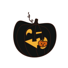 halloween monster pumpkin with transperent backgound for media or card decoration.