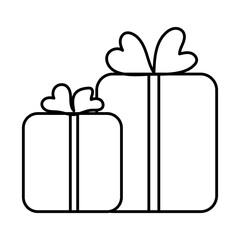 Present boxes, packaging. Hand drawn vector illustration. Doodle icon. 