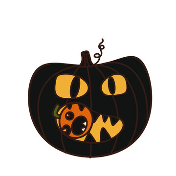 halloween monster pumpkin with transperent backgound.