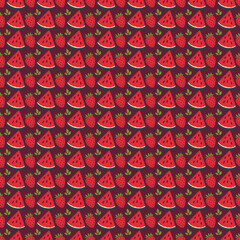 Seamless Fruits Pattern Design Vector Illustration