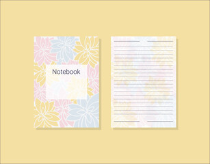 Notebook cover and page design. Vector illustration