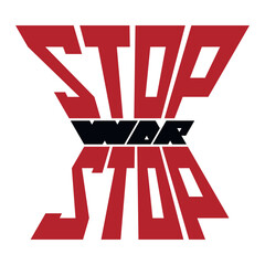 Obraz premium Stop War lettering vector red and black poster or banner