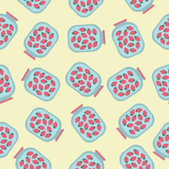 food vector strawberries in glass jars pattern