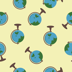 Naklejka premium geography vector globes seamless pattern