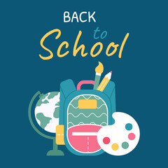 Fototapeta premium Back to school design with school supplies composition. Set of school stuff. Vector illustration.