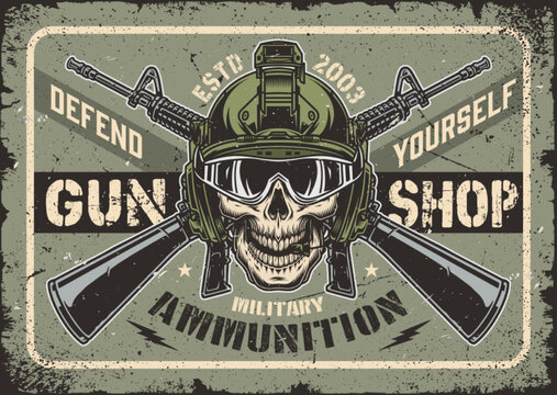 Military Shop Vintage Colorful Sticker