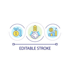 Profitable deal loop concept icon. Stock market analytics. Financial trends. Smart investment abstract idea thin line illustration. Isolated outline drawing. Editable stroke. Arial font used