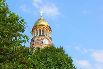 dome with a clock of the New Athos monastery