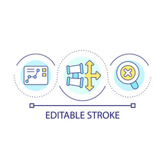 Choosing direction for development loop concept icon. Risk management. Business strategy abstract idea thin line illustration. Isolated outline drawing. Editable stroke. Arial font used