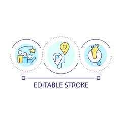 Find new ways and incentives loop concept icon. Future revenue forecast. Trace analysing abstract idea thin line illustration. Isolated outline drawing. Editable stroke. Arial font used