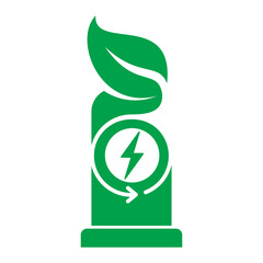 Green leaf with plug electric icon. Ev Green hybrid vehicles charging point Vector illustration