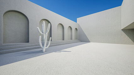 podium on sand beach for product placement 3d rendering