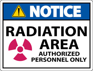 Obraz premium Notice Radiation Area Authorized Only Sign On White Background