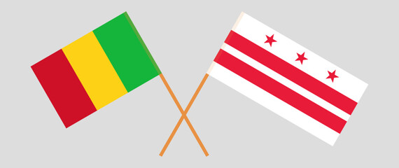 Crossed flags of Mali and the District of Columbia. Official colors. Correct proportion