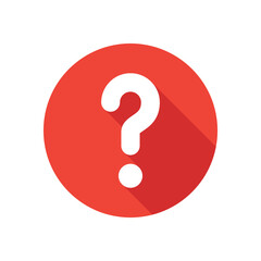 Button circle with question icon in red color. Vector illustration.